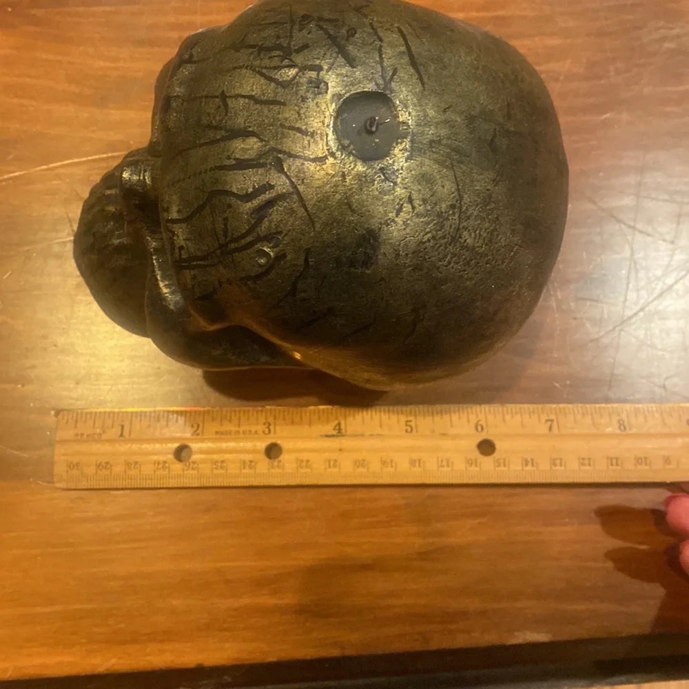 Rare Williams Sonoma Large Skull Halloween Black Green Gold